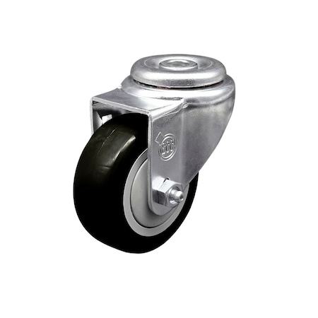 Service Caster 3'' Black Polyurethane Creeper Swivel Bolt Hole Caster CREE-SCC-BH20S314-PPUB-BLK